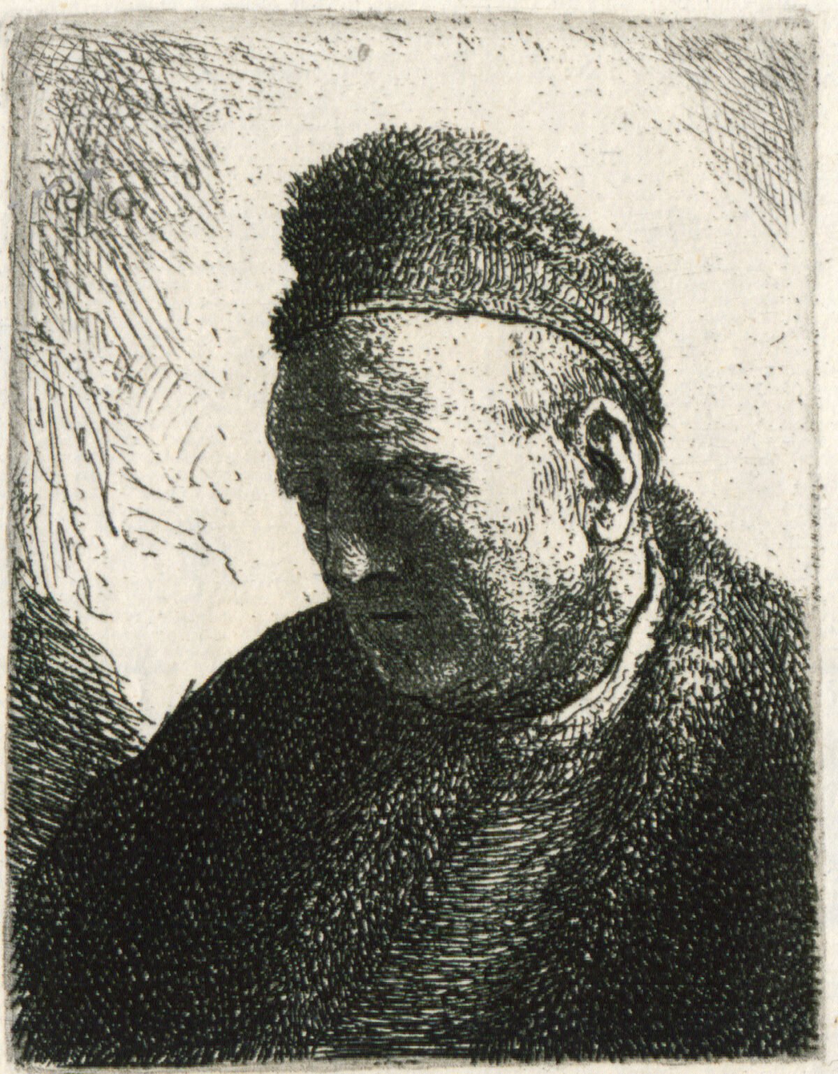 <span class="numbwork">0247</span > <span class="bullwork">•</span > Busto de hombre sin barba con una capa de piel y gorra