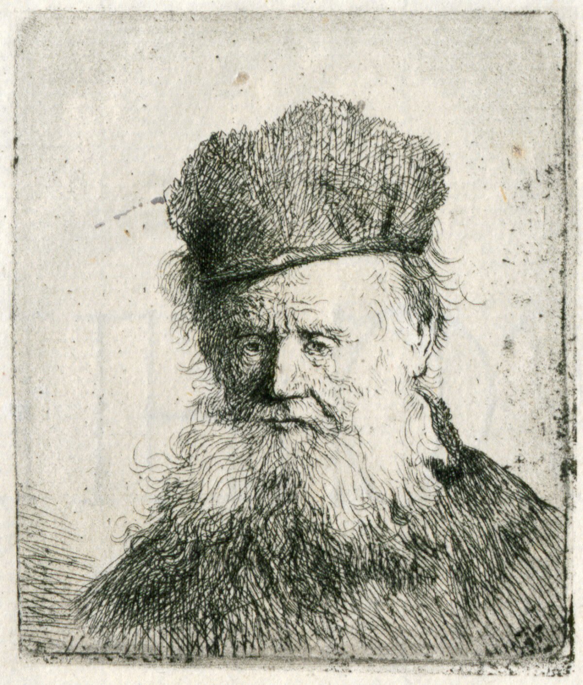 <span class="numbwork">0252</span > <span class="bullwork">•</span > Busto de un anciano con larga barba blanca y sombrero de piel