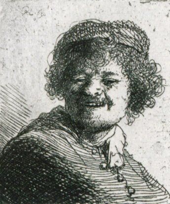 <span class="numbwork">0256</span > <span class="bullwork">•</span > Rembrandt con una gorra y riendo