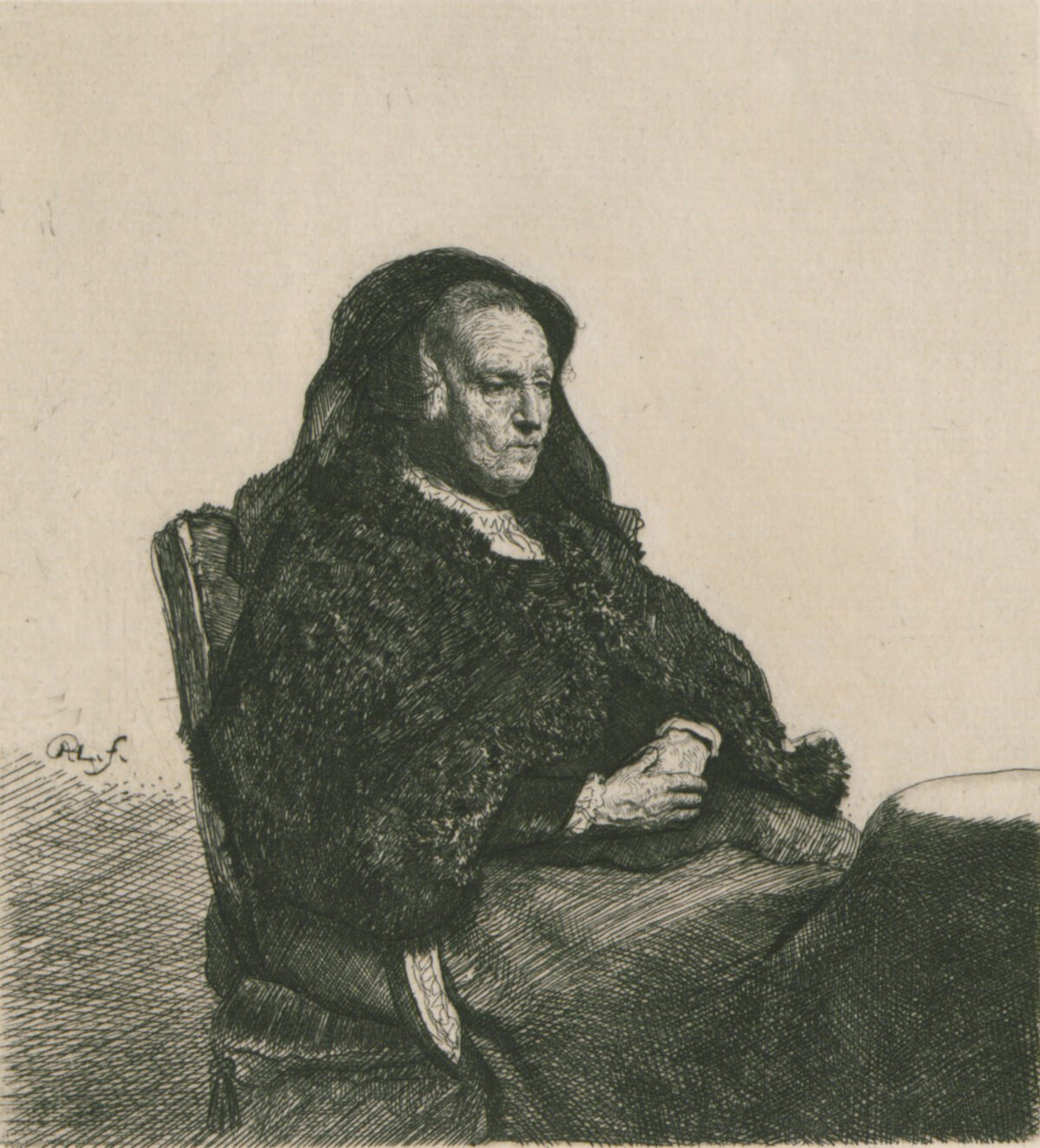 <span class="numbwork">0279</span > <span class="bullwork">•</span > La madre de Rembrandt sentada cerca de una mesa