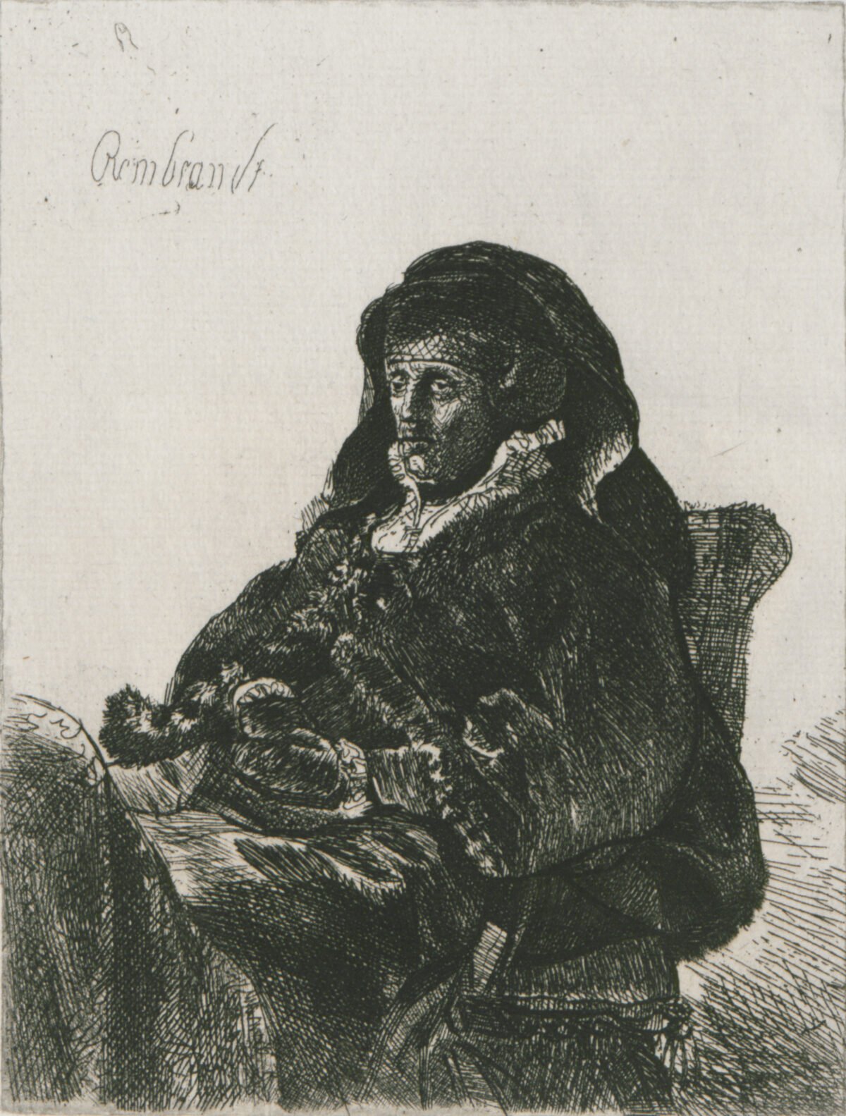 <span class="numbwork">0280</span > <span class="bullwork">•</span > La madre de Rembrandt sentada cerca de una mesa
