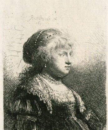 <span class="numbwork">0282</span > <span class="bullwork">•</span > Retrato de Saskia con perlas en el cabello (esposa de Rembrandt)