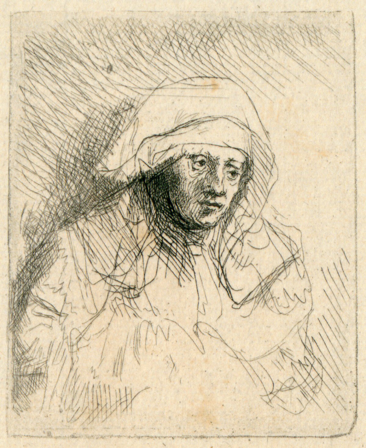 <span class="numbwork">0293</span > <span class="bullwork">•</span > Mujer enferma con un gran tocado blanco (esposa de Rembrandt)