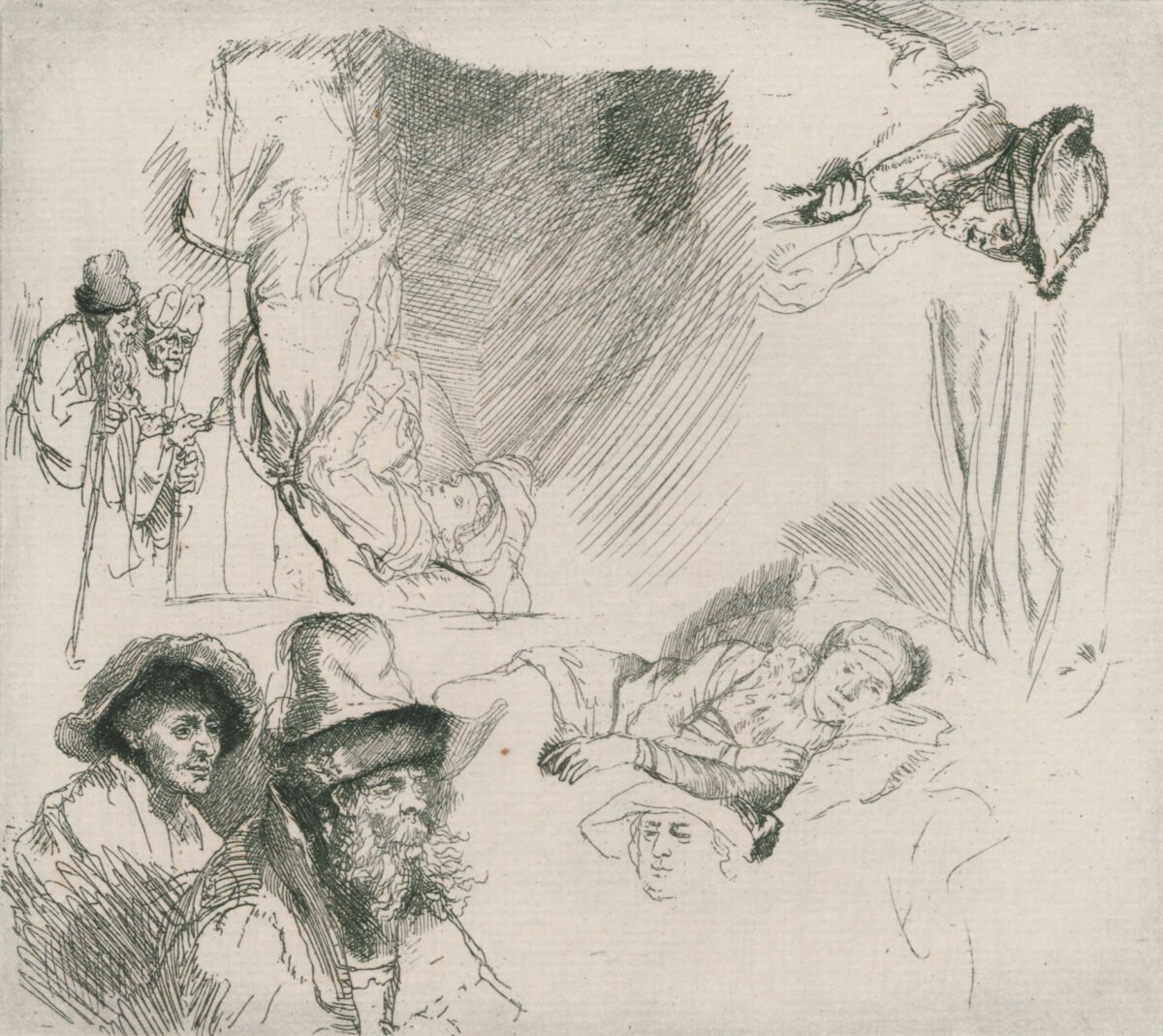 <span class="numbwork">0302</span > <span class="bullwork">•</span > Hoja de estudios (mujer enferma en la cama y otros)