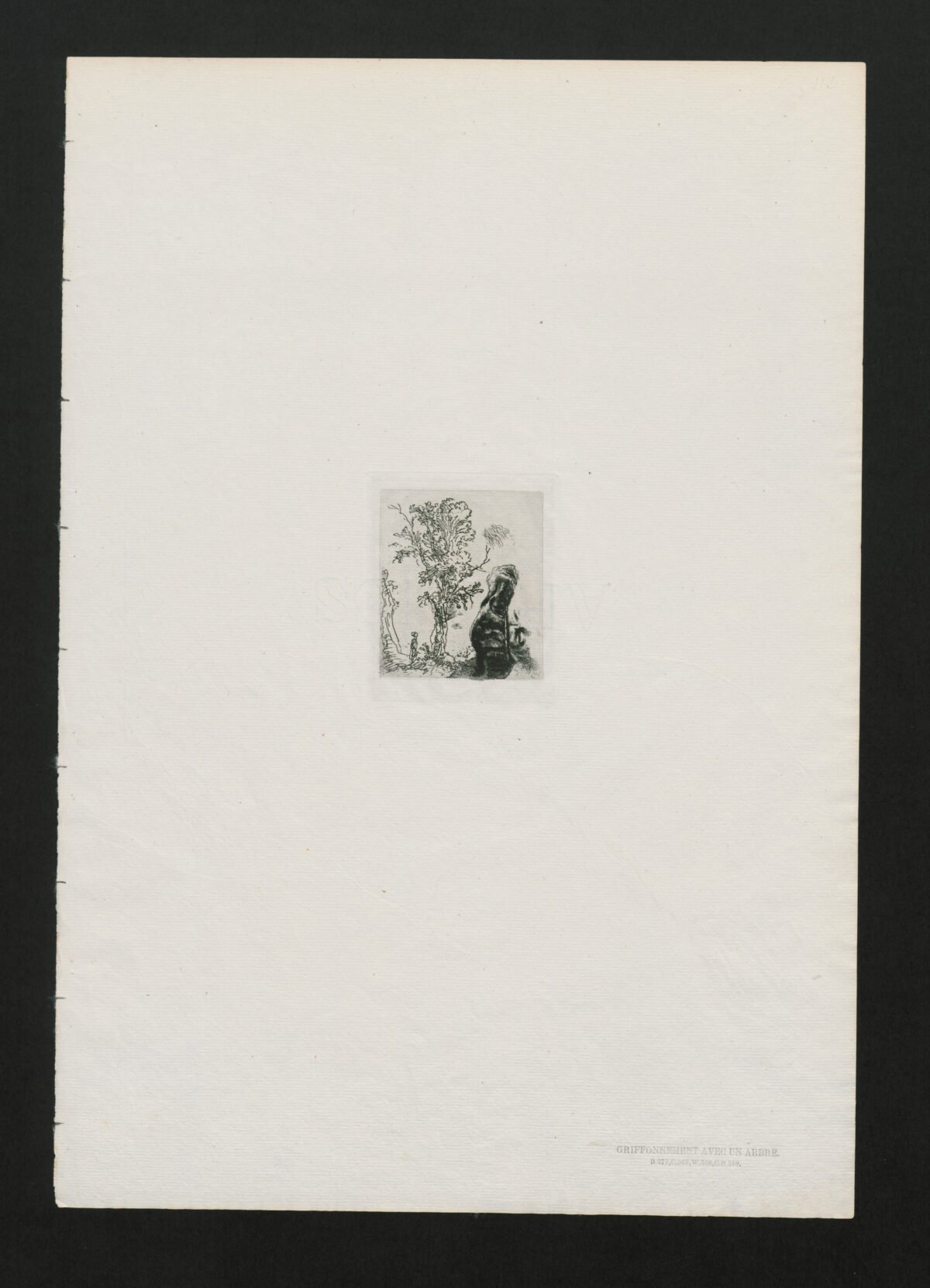 <span class="numbwork">0305</span > <span class="bullwork">•</span > Hoja con dos estudios (un árbol y parte superior de la cabeza de Rembrandt) - Image 2