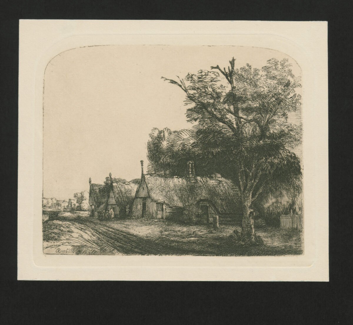 <span class="numbwork">0343</span > <span class="bullwork">•</span > Paisaje con tres cabañas junto a un camino - Image 2
