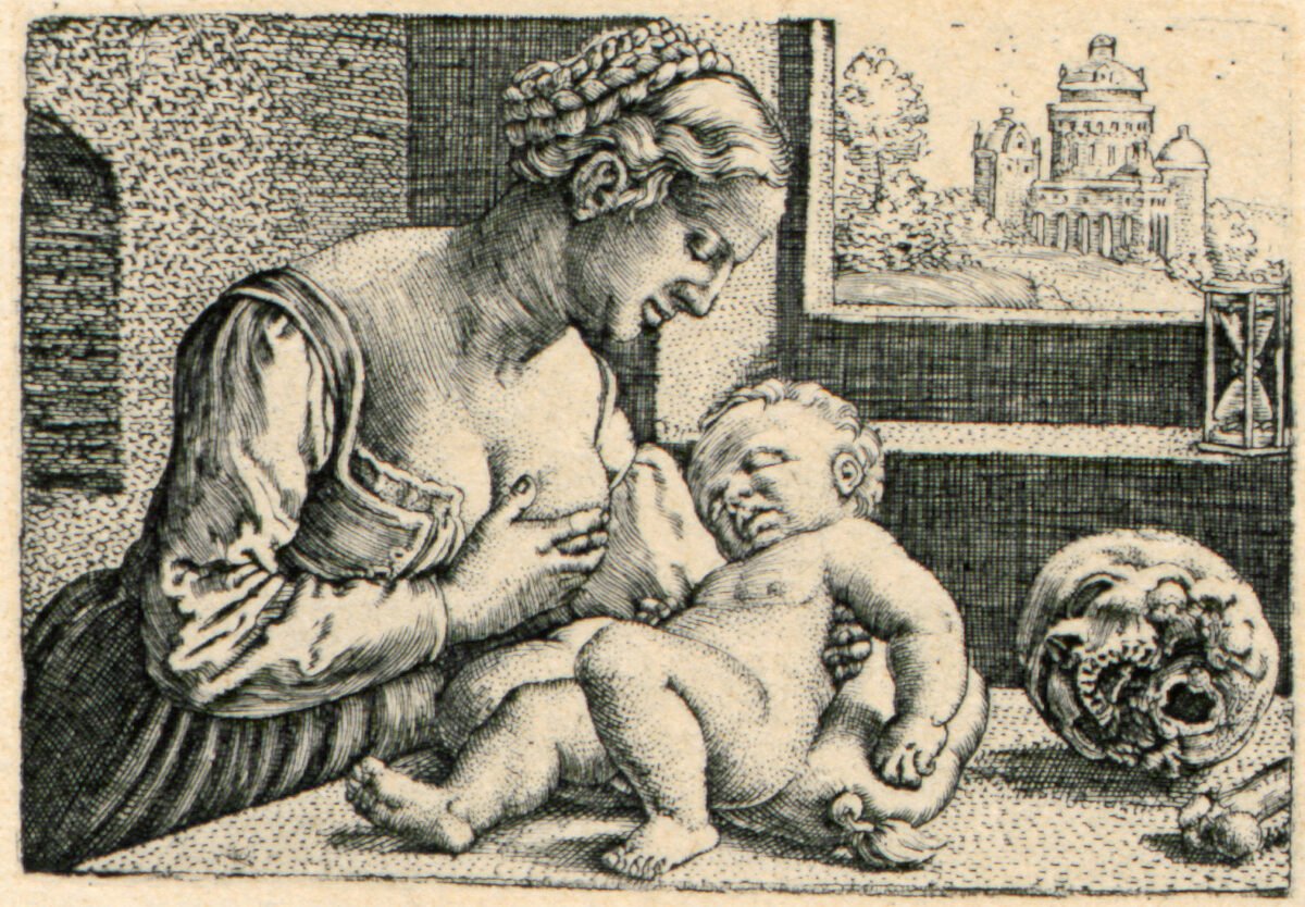 <span class="numbwork">0415</span > <span class="bullwork">•</span > Madre e hijo con cráneo y reloj de arena