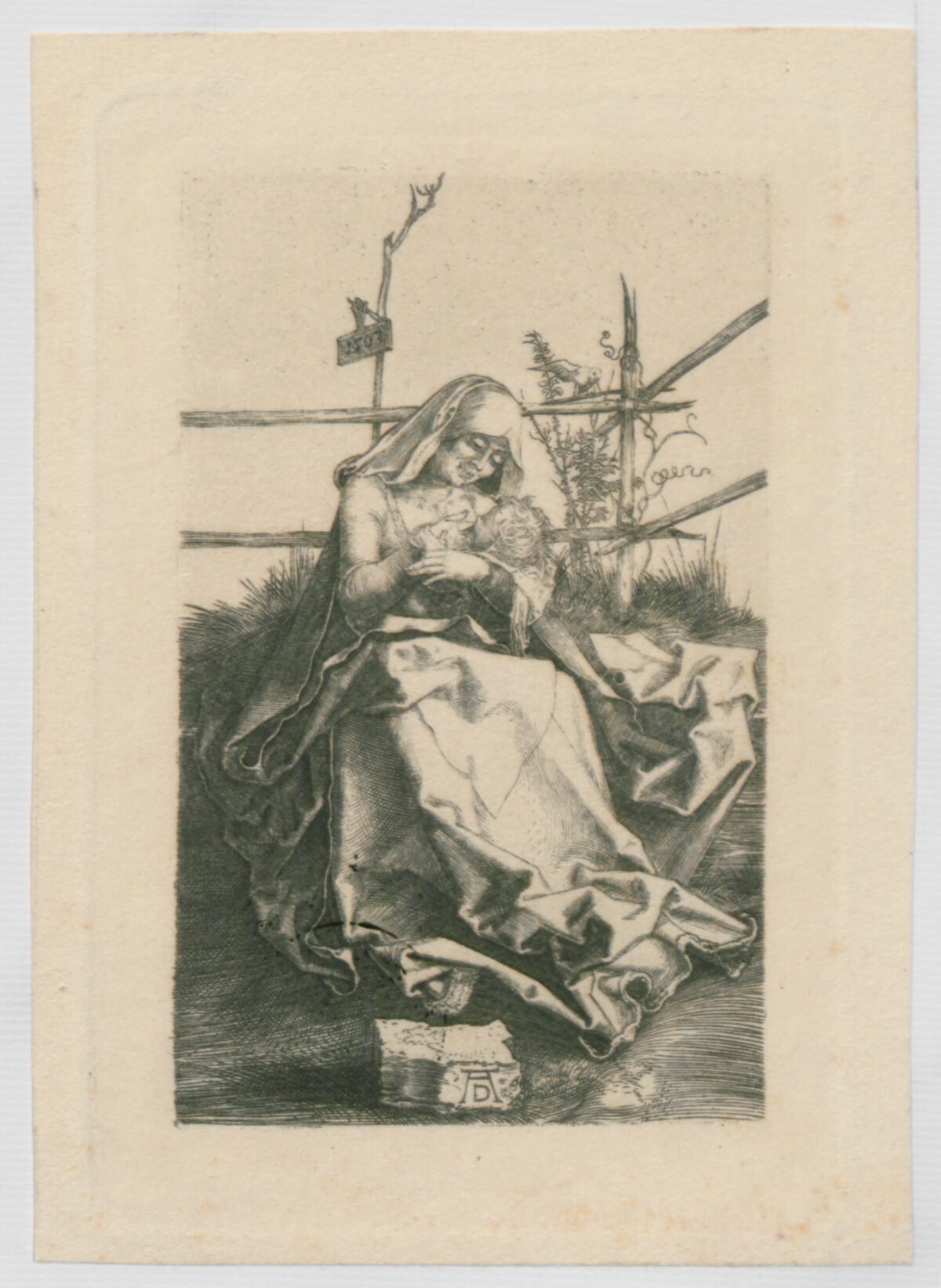 <span class="numbwork">0516</span > <span class="bullwork">•</span > La Virgen y el Niño sentados en un banco de hierba - Image 2