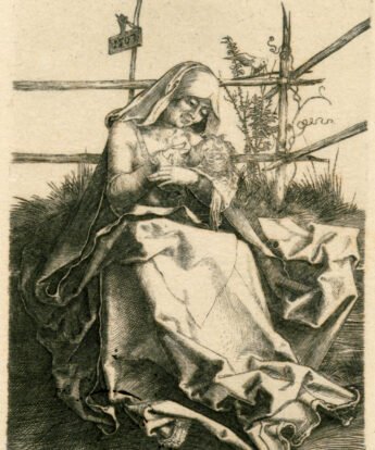 <span class="numbwork">0516</span > <span class="bullwork">•</span > La Virgen y el Niño sentados en un banco de hierba