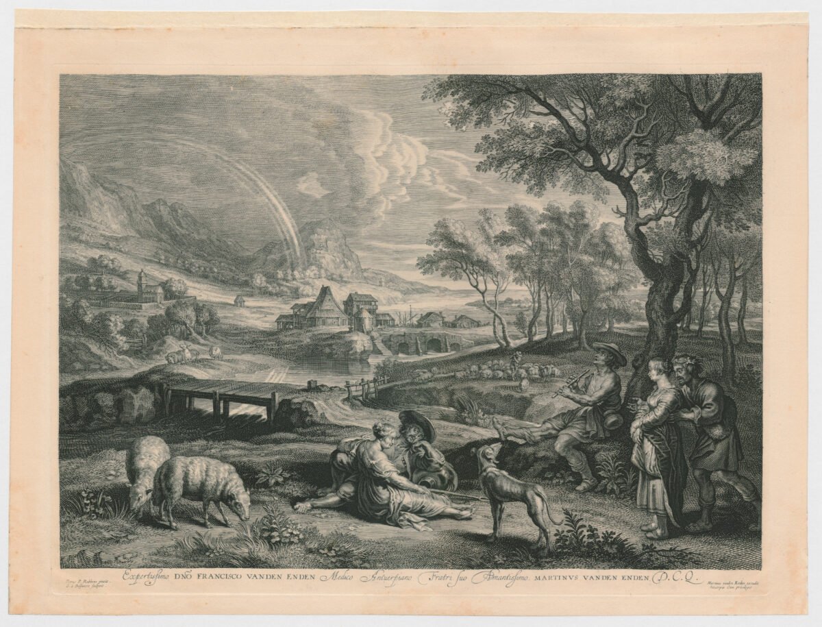 <span class="numbwork">0608</span > <span class="bullwork">•</span > Paisaje con un arcoíris y pastores - Image 2