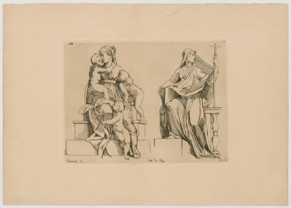 <span class="numbwork">0643</span > <span class="bullwork">•</span > Dos mujeres sentadas: una con tres niños y la otra sosteniendo una cruz - Image 2