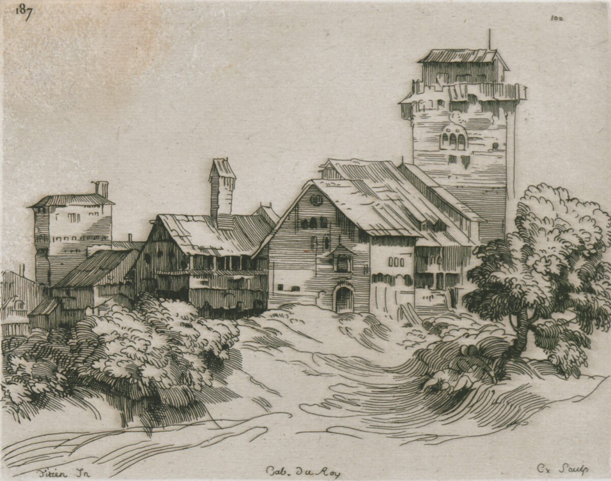<span class="numbwork">0648</span > <span class="bullwork">•</span > Paisaje de un pueblo con una torre