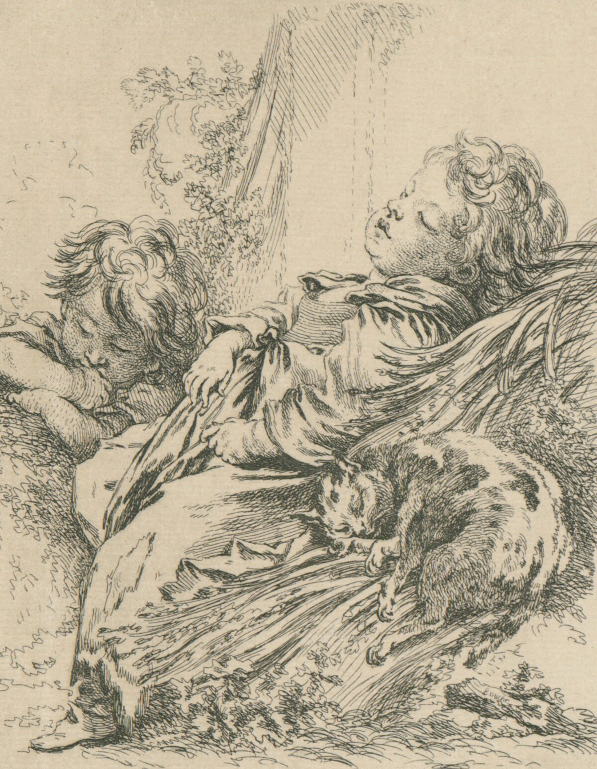<span class="numbwork">0650</span > <span class="bullwork">•</span > Dos niños y un gato