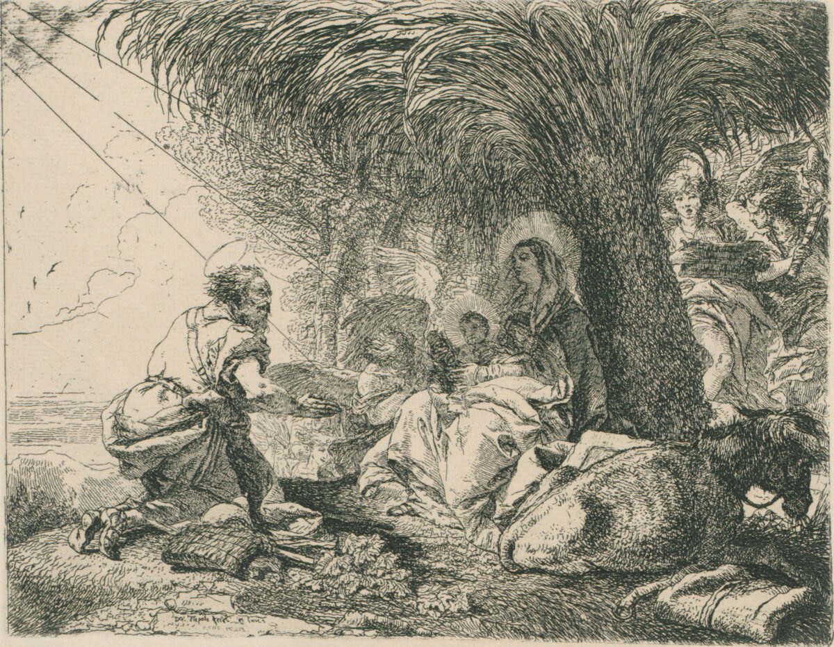 <span class="numbwork">0672</span > <span class="bullwork">•</span > José adorando al Niño mientras dos ángeles cantan