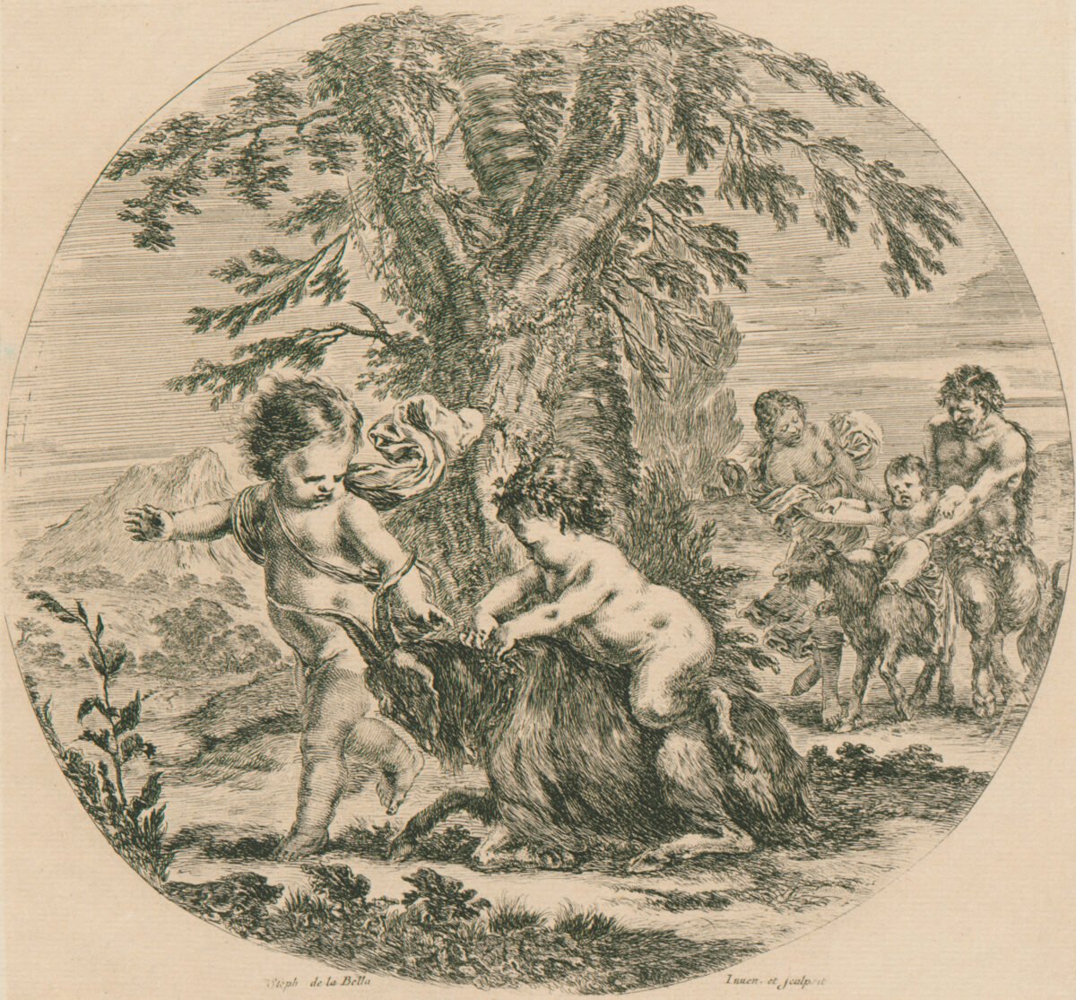 <span class="numbwork">0683</span > <span class="bullwork">•</span > Un querubín y un pequeño sátiro jugando con una cabra