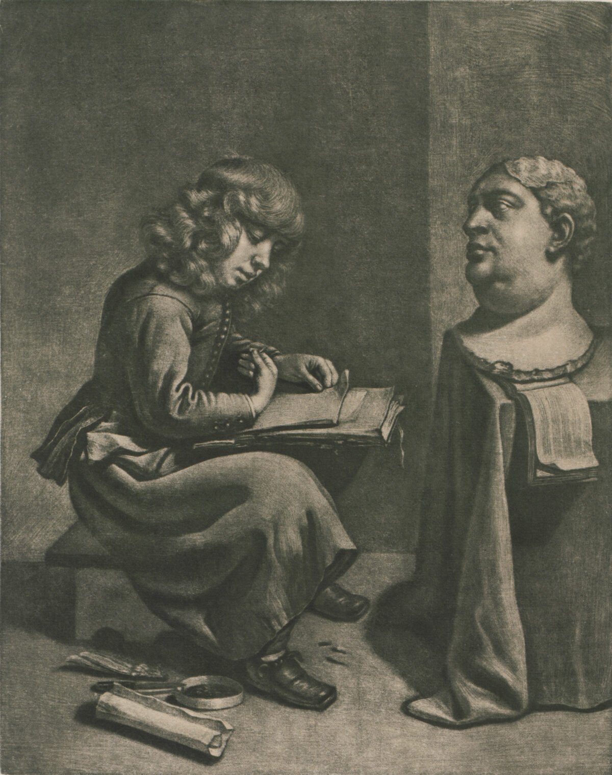 <span class="numbwork">0728</span > <span class="bullwork">•</span > Niño dibujando un busto del emperador romano Vitelio