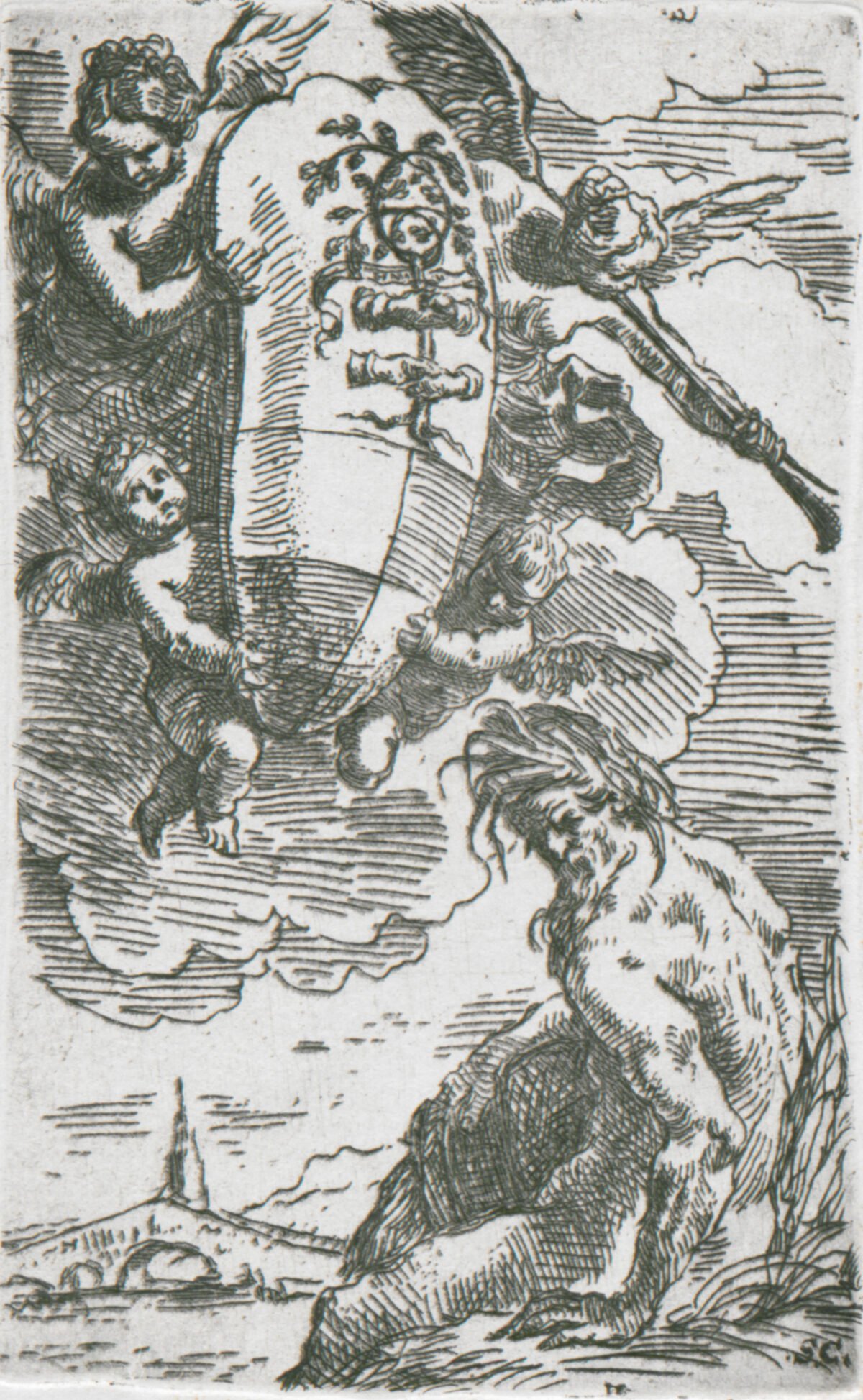 <span class="numbwork">0739</span > <span class="bullwork">•</span > Alegoría del río Foglia (frontispicio con escudo de armas)