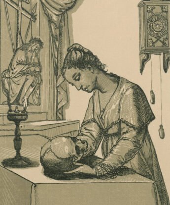 <span class="numbwork">0752</span > <span class="bullwork">•</span > Mujer meditando sobre una calavera