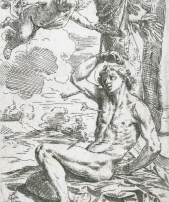 <span class="numbwork">0754</span > <span class="bullwork">•</span > San Sebastián atravesado por flechas y atado a un árbol