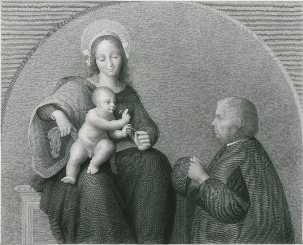 <span class="numbwork">0777</span > <span class="bullwork">•</span > La Virgen y el niño con un donador