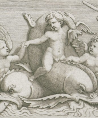 <span class="numbwork">0787</span > <span class="bullwork">•</span > Tres querubines con delfines