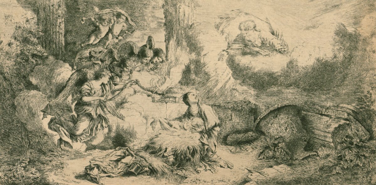 <span class="numbwork">0839</span > <span class="bullwork">•</span >  Nacimiento del niño Jesús con Dios padre y ángeles