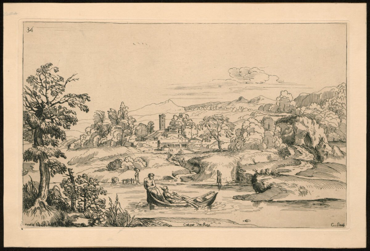 <span class="numbwork">0845</span > <span class="bullwork">•</span > Paisaje con un río y dos hombres en una barca - Image 2