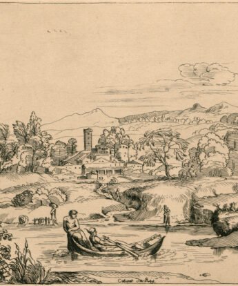 <span class="numbwork">0845</span > <span class="bullwork">•</span > Paisaje con un río y dos hombres en una barca