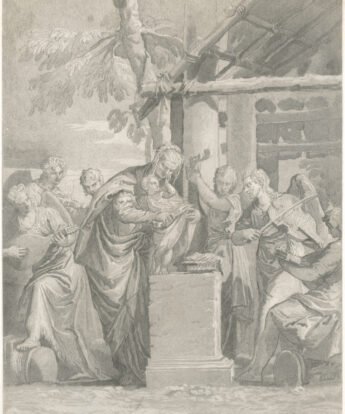 <span class="numbwork">0853</span > <span class="bullwork">•</span > La Virgen y el Niño rodeados de seis ángeles