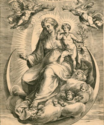 <span class="numbwork">0858</span > <span class="bullwork">•</span > La Virgen y el Niño sentados en una luna creciente