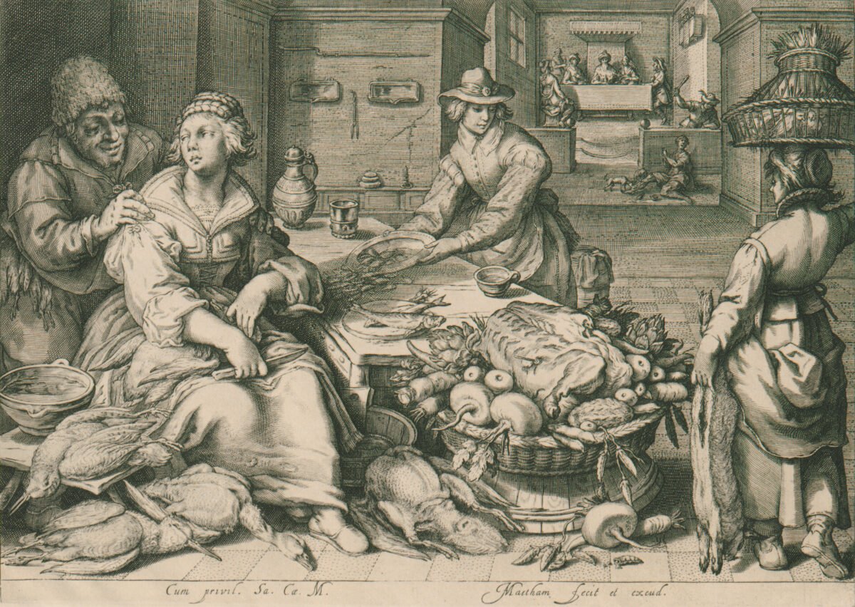 <span class="numbwork">0877</span > <span class="bullwork">•</span > Pieza de cocina con la parábola del rico y el pobre Lázaro