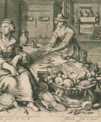 <span class="numbwork">0877</span > <span class="bullwork">•</span > Pieza de cocina con la parábola del rico y el pobre Lázaro