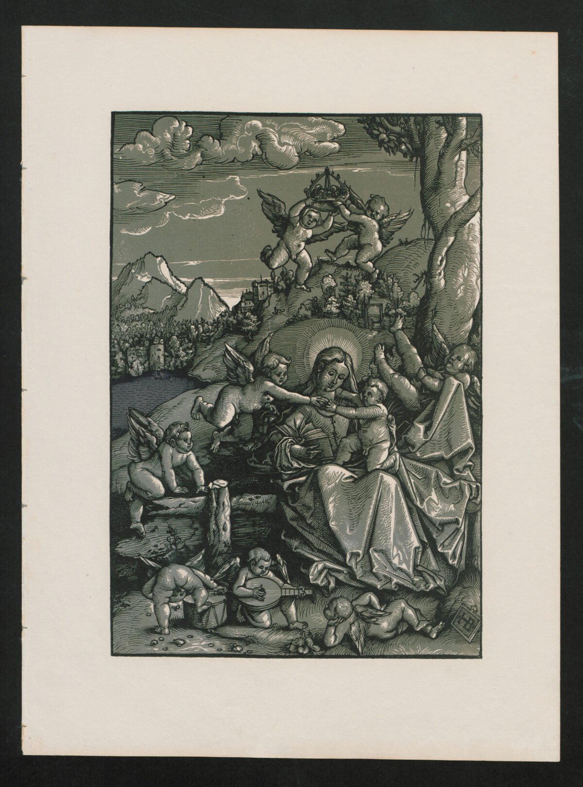 <span class="numbwork">0890</span > <span class="bullwork">•</span > La Virgen y el Niño con ocho querubines en un paisaje - Image 2