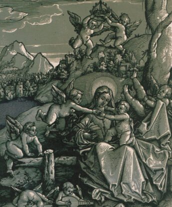 <span class="numbwork">0890</span > <span class="bullwork">•</span > La Virgen y el Niño con ocho querubines en un paisaje