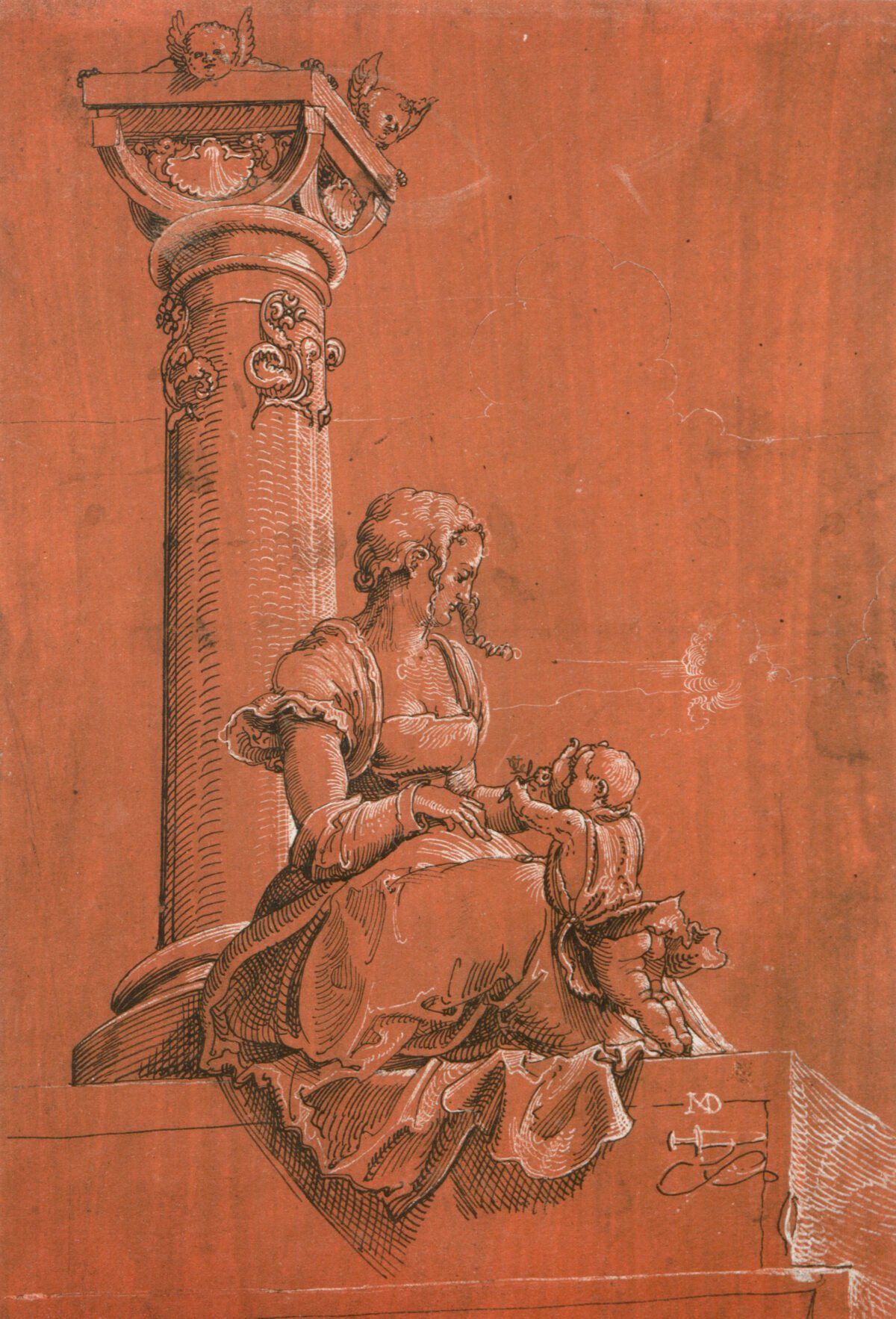 <span class="numbwork">0931</span > <span class="bullwork">•</span > La Virgen y el Niño ante una columna