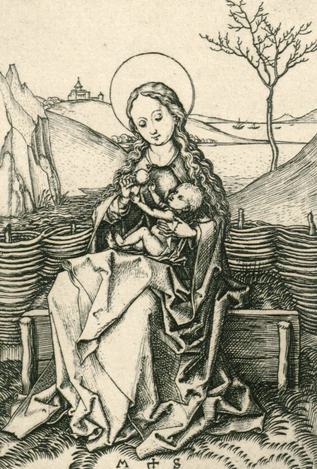 <span class="numbwork">0953</span > <span class="bullwork">•</span > Virgen con el Niño en un banco de hierba