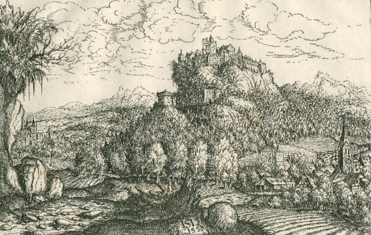 <span class="numbwork">0964</span > <span class="bullwork">•</span > Paisaje con un gran castillo en el medio