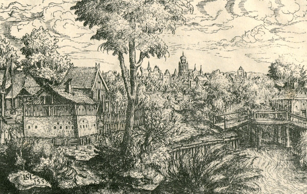 <span class="numbwork">0969</span > <span class="bullwork">•</span > Paisaje con una granja y un puente de madera
