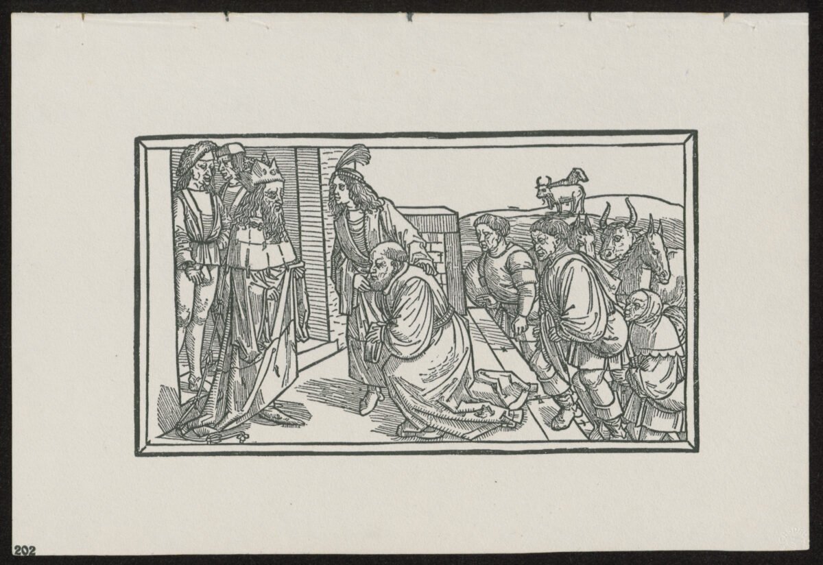 <span class="numbwork">0982</span > <span class="bullwork">•</span > José y Jacob de rodillas ante el Faraón - Image 2